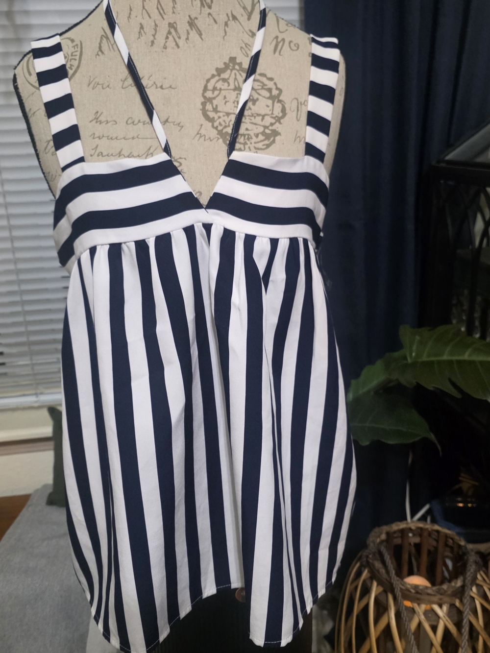 Savanna Jane Navy and White Nautical Striped Sleeveless Top